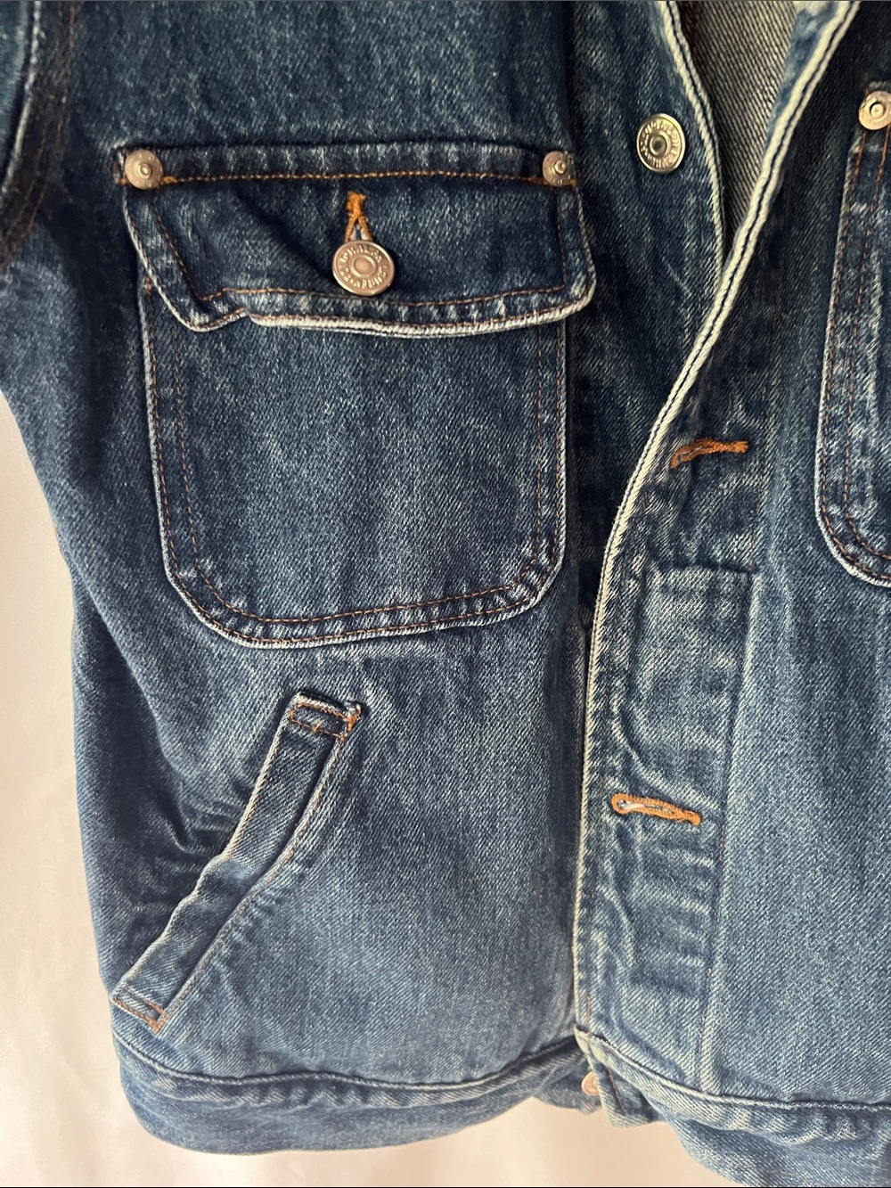 Polo by Ralph Lauren Blue Denim Jacket with Tan Corduroy Collar - Picture 3 of 5